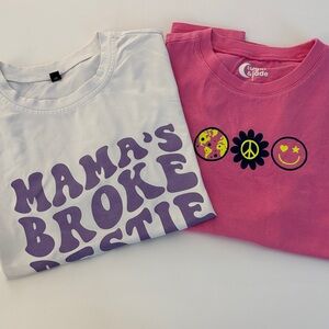 Graphic Tees Set in White and Pink